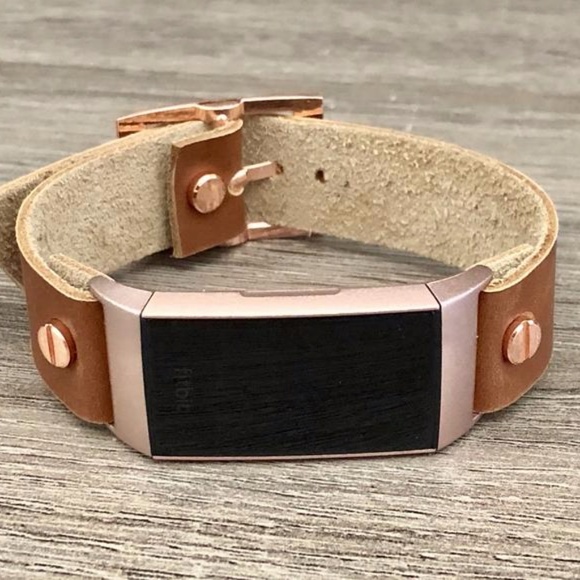 Bronze Brown RoseGold Fitbit Charge 4 Leather Band - Picture 6 of 8